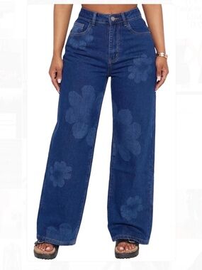 Floral printed jeans